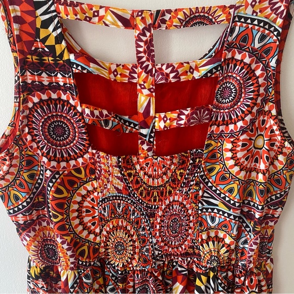 Xhilaration Target Brand Multicolored Fit and Flare Patterned Dress with Pockets - Picture 7 of 13